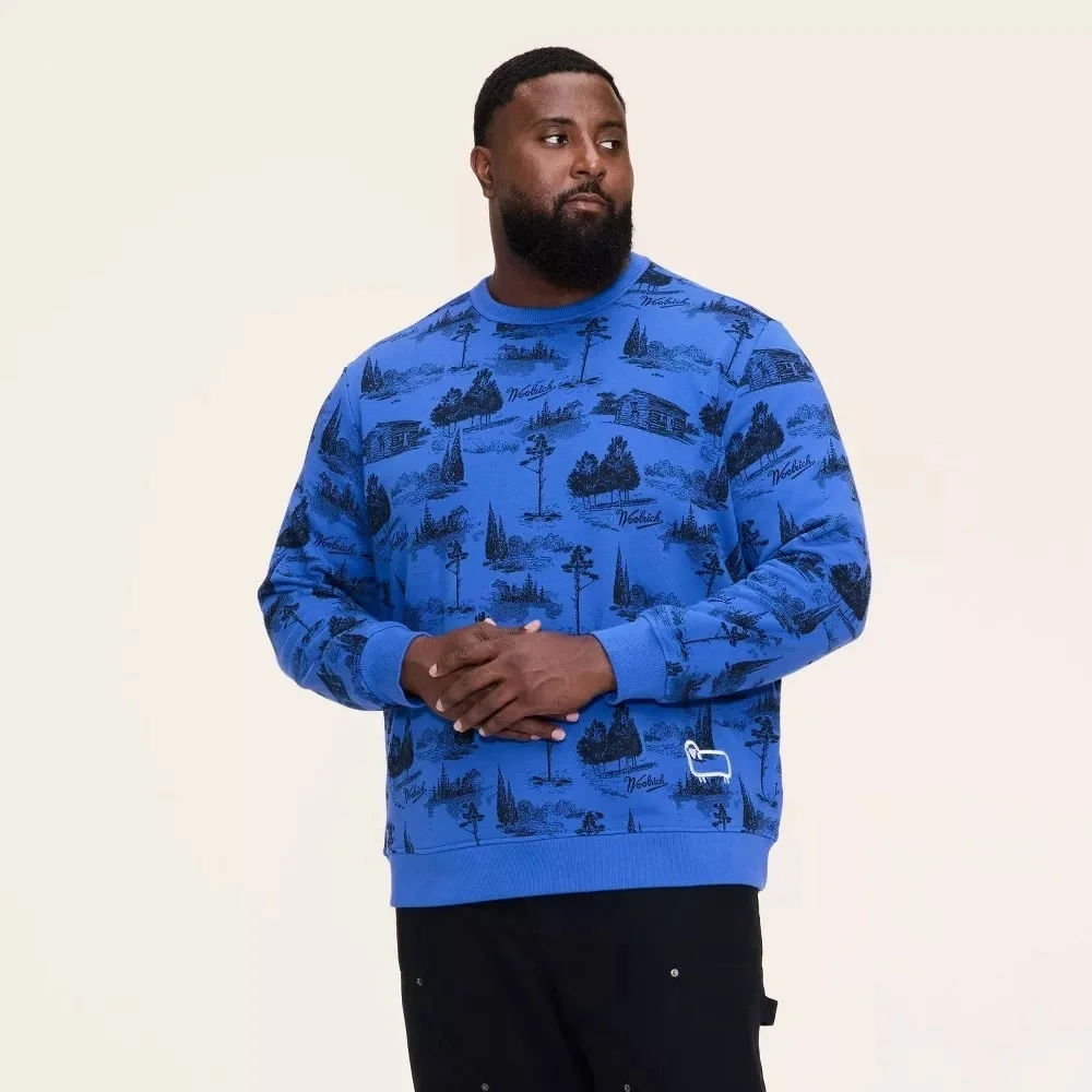 Woolrich x Target Men's M / Medium Toile Print Pullover Sweatshirt Blue Crewneck